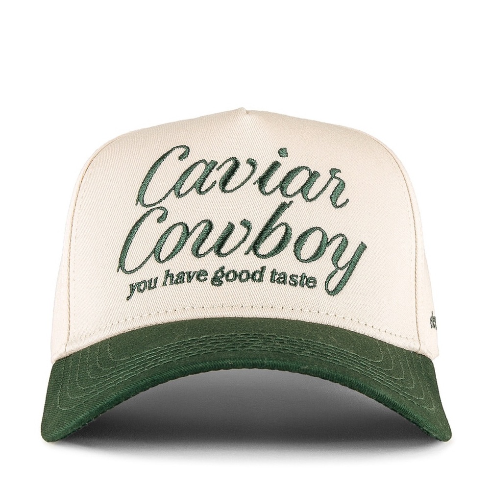 Caviar Cowboy Green and White Cap